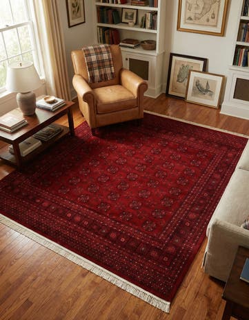 Red Bokhara Square Rug