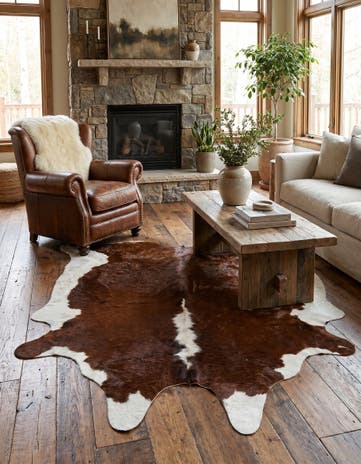 5' 5 x 5' 7 Cowhide Leather Square Rug