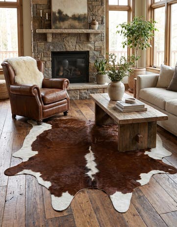 5' 5 x 5' 7 Cowhide Leather Square Rug