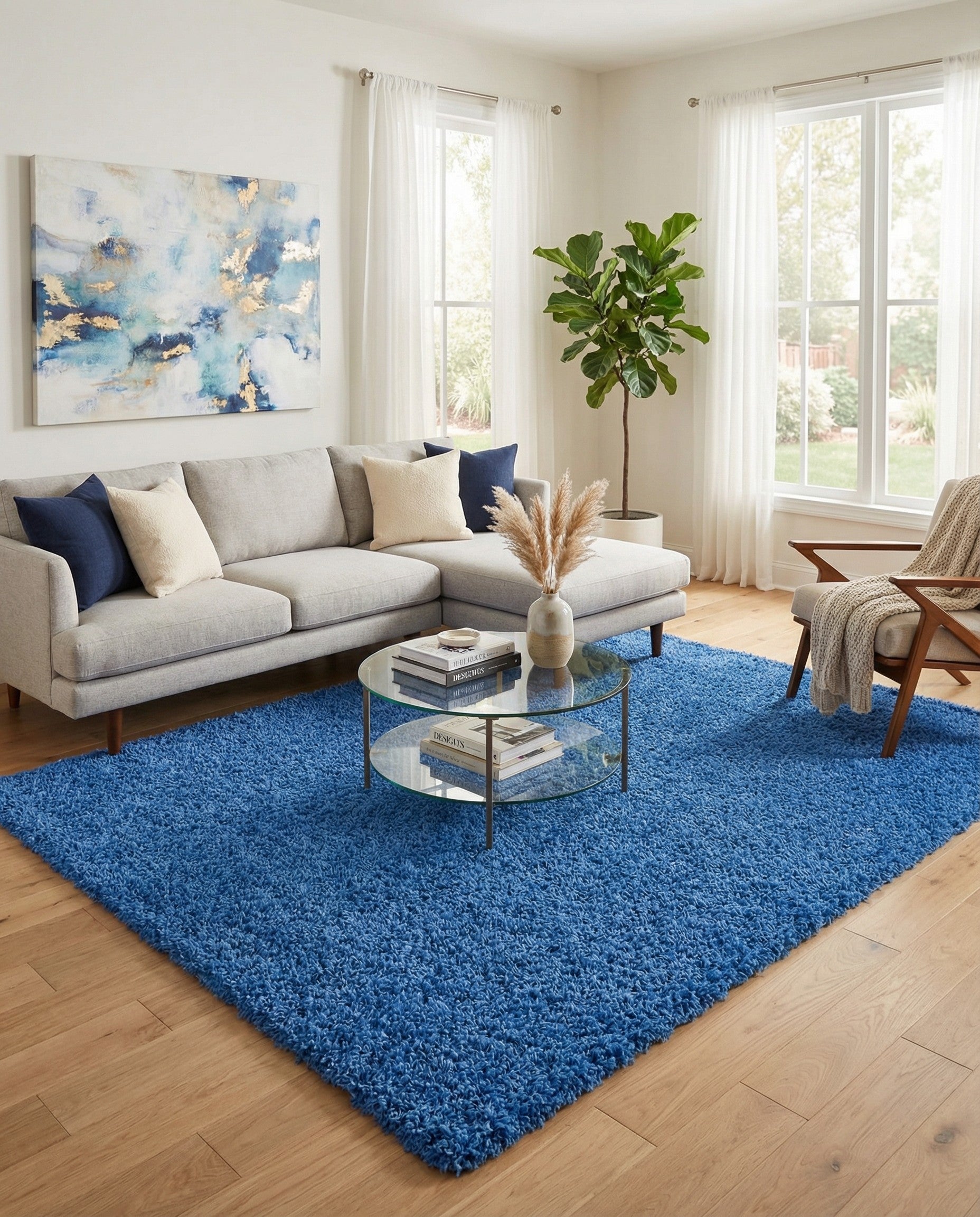 9' x 12' Solid Shag Rug