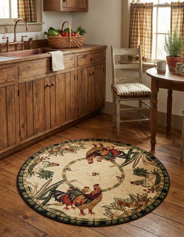 3' x 3' Pastoral Round Rug