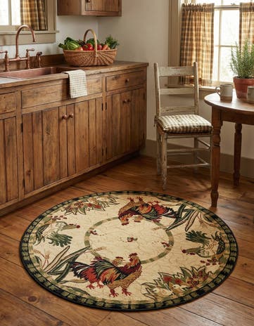 3' x 3' Pastoral Round Rug
