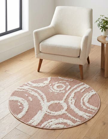 Pink Boho Round Rug