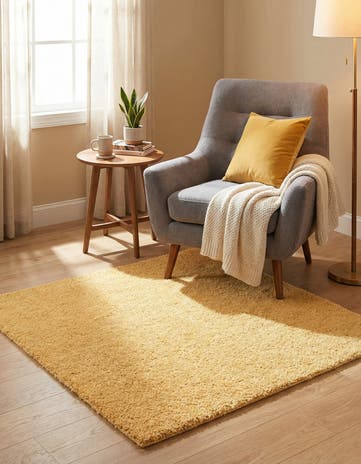 Sun Yellow Zermatt Shag Square Rug