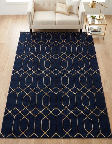 Navy Blue Gold Marilyn Monroe™ Glam Trellis Rug