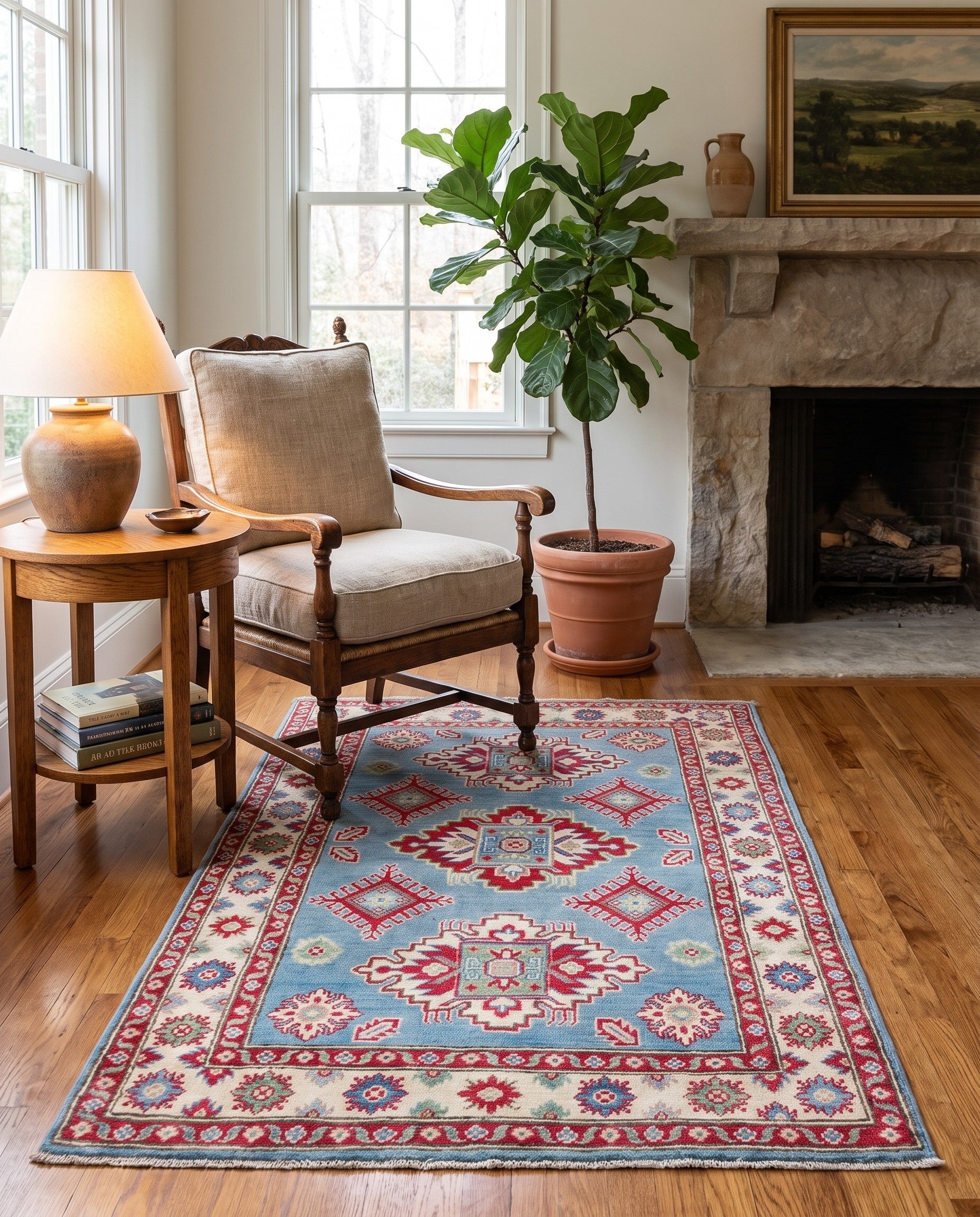 3' 5 x 5' Hand Knotted Kazak Rug