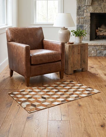 2' x 3' Cowhide Leather Rug