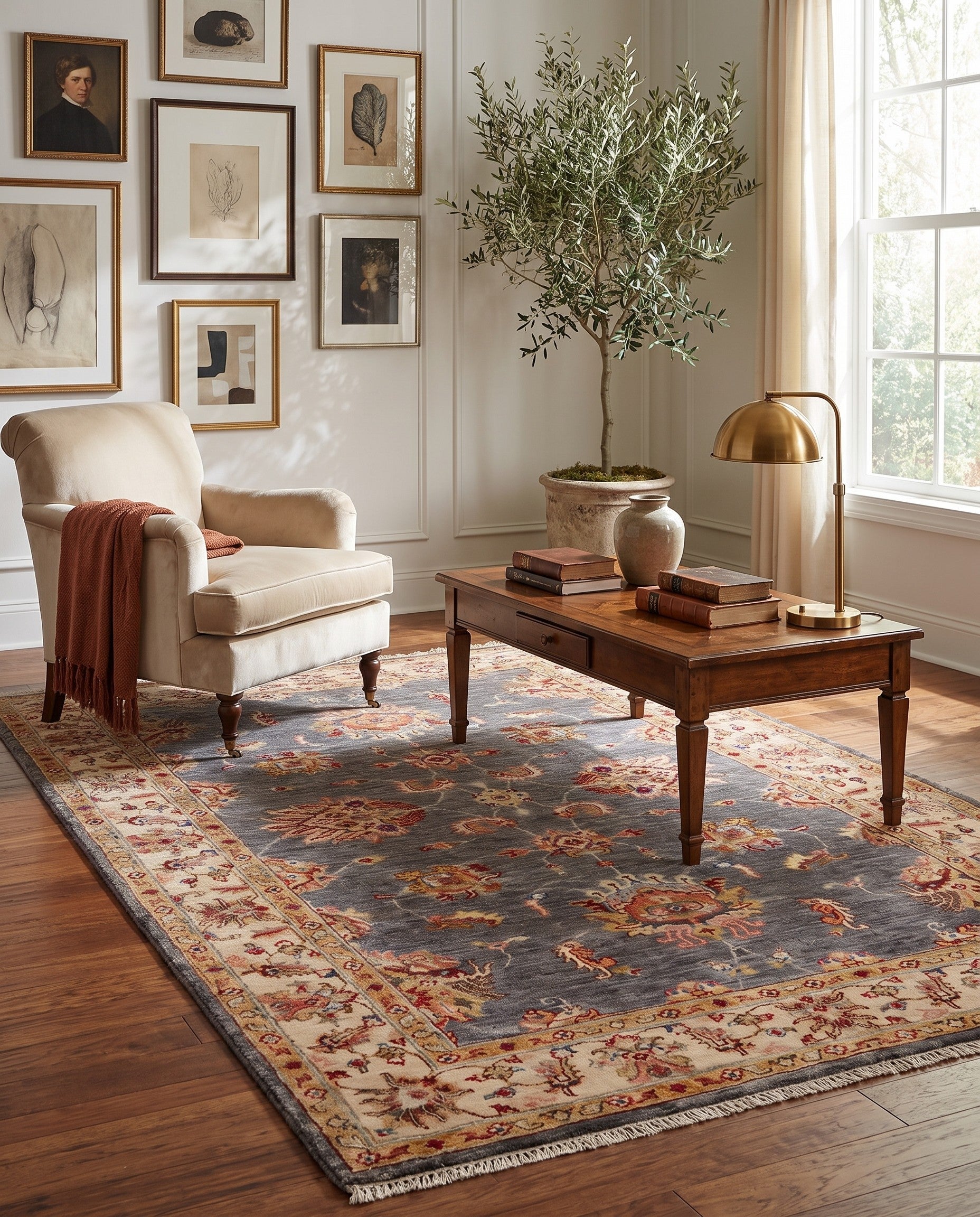 4' x 6' 4 Hand Knotted Pershawar Ziegler Rug