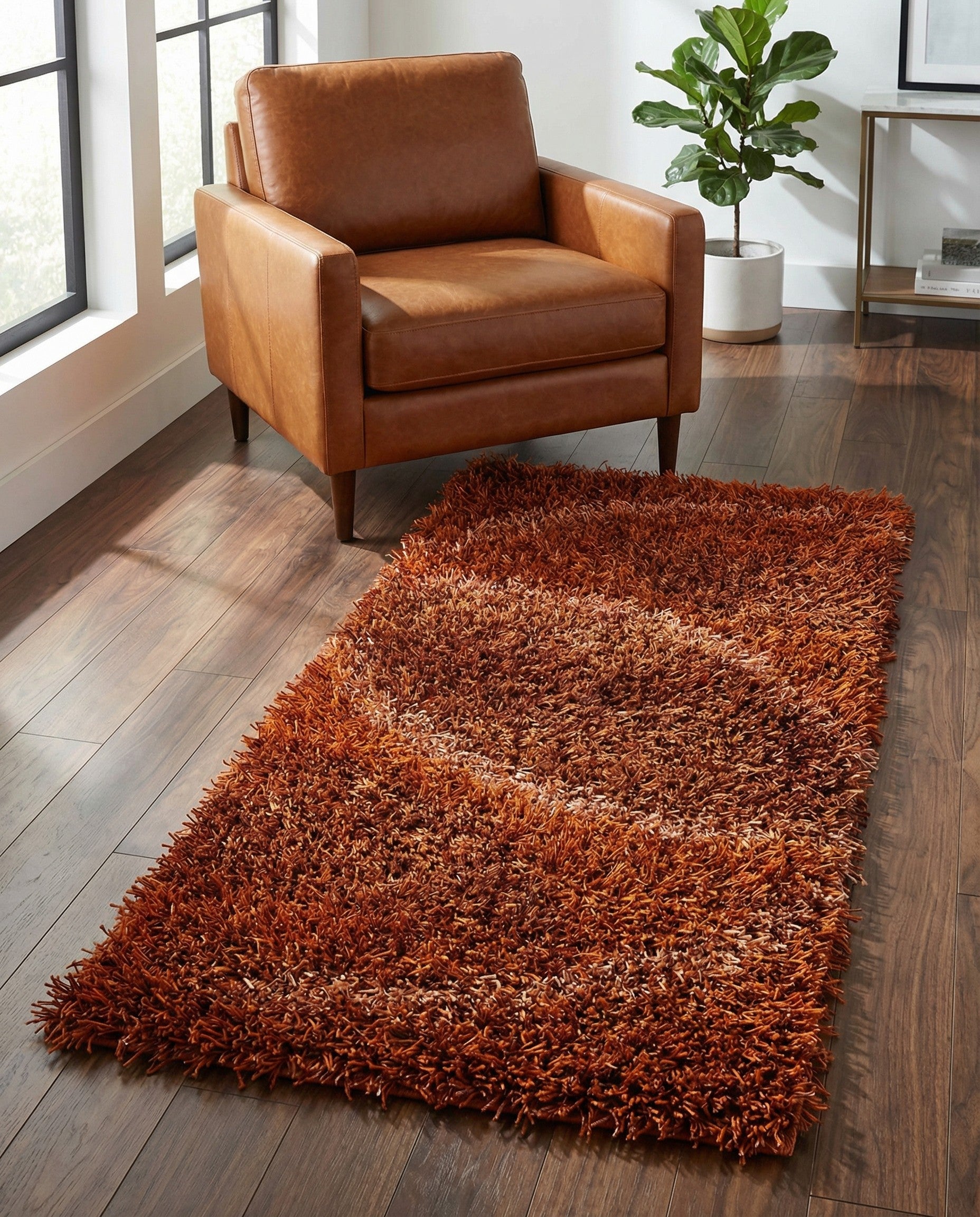 2' 6 x 4' 7 Hand Knotted Solid Shag Oriental Rug