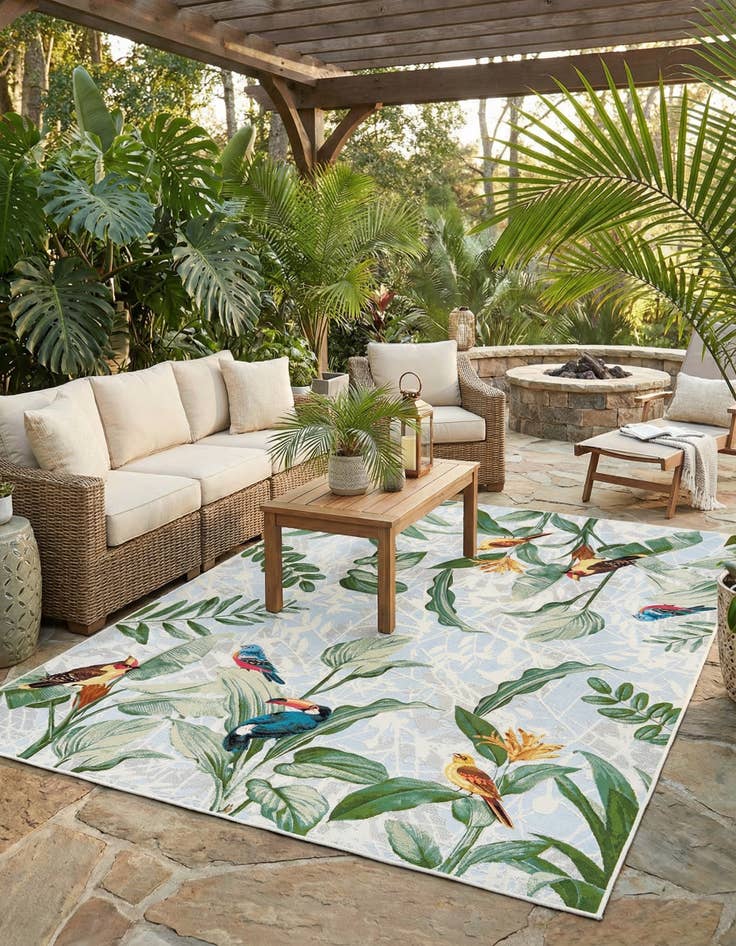 Detail image of 7' 10 x 10' Washable Botanical Indoor / Outdoor Rug