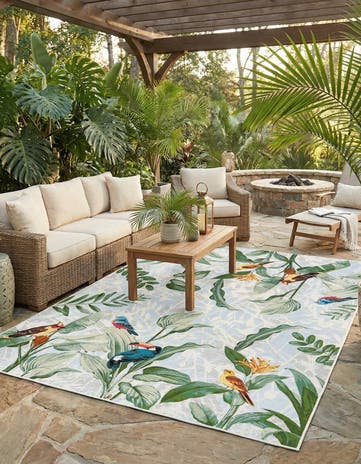 7' 10 x 10' Easy-Clean Botanical Indoor / Outdoor Rug