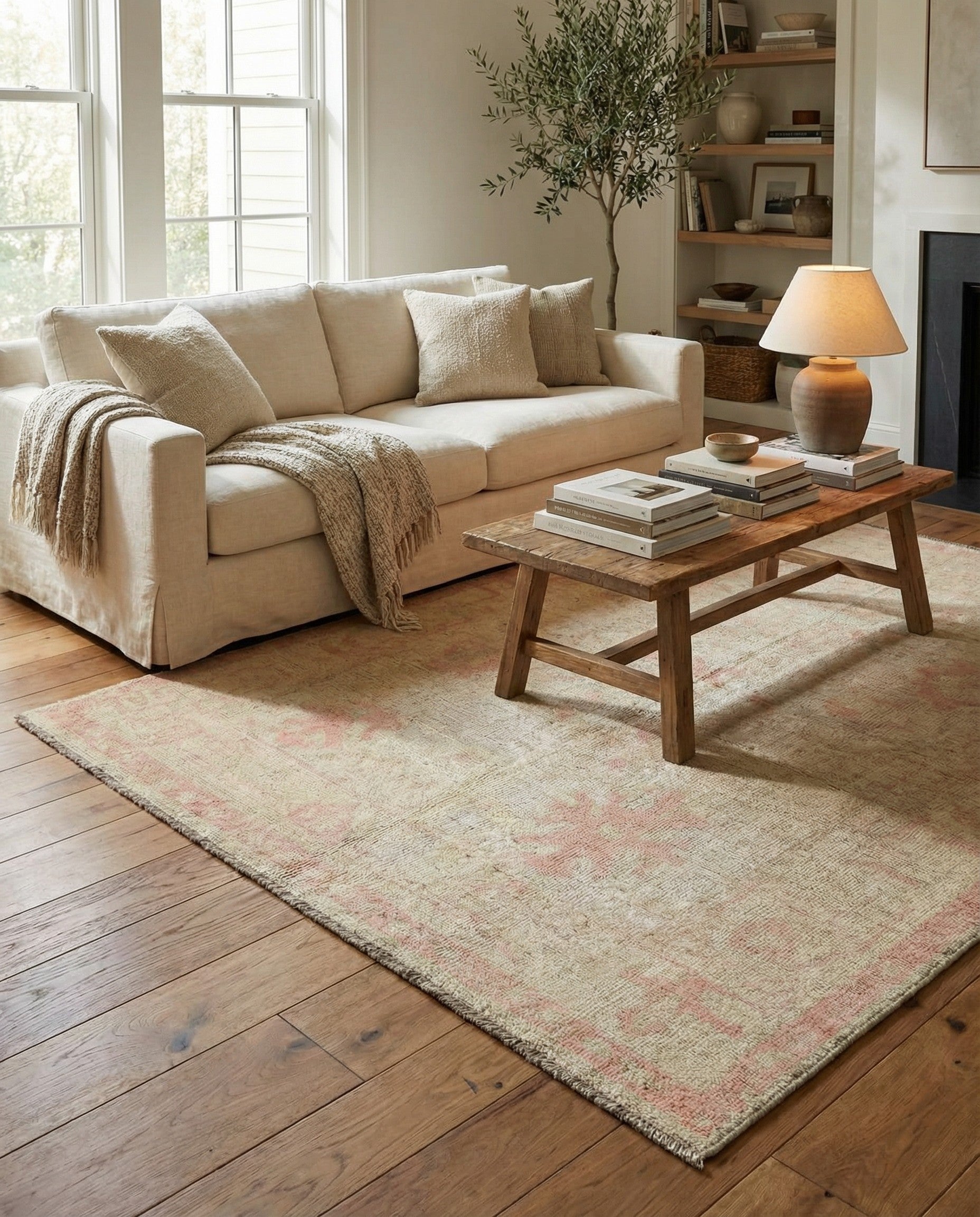 5' x 6' 9 Hand Knotted Oushak Wool Rug