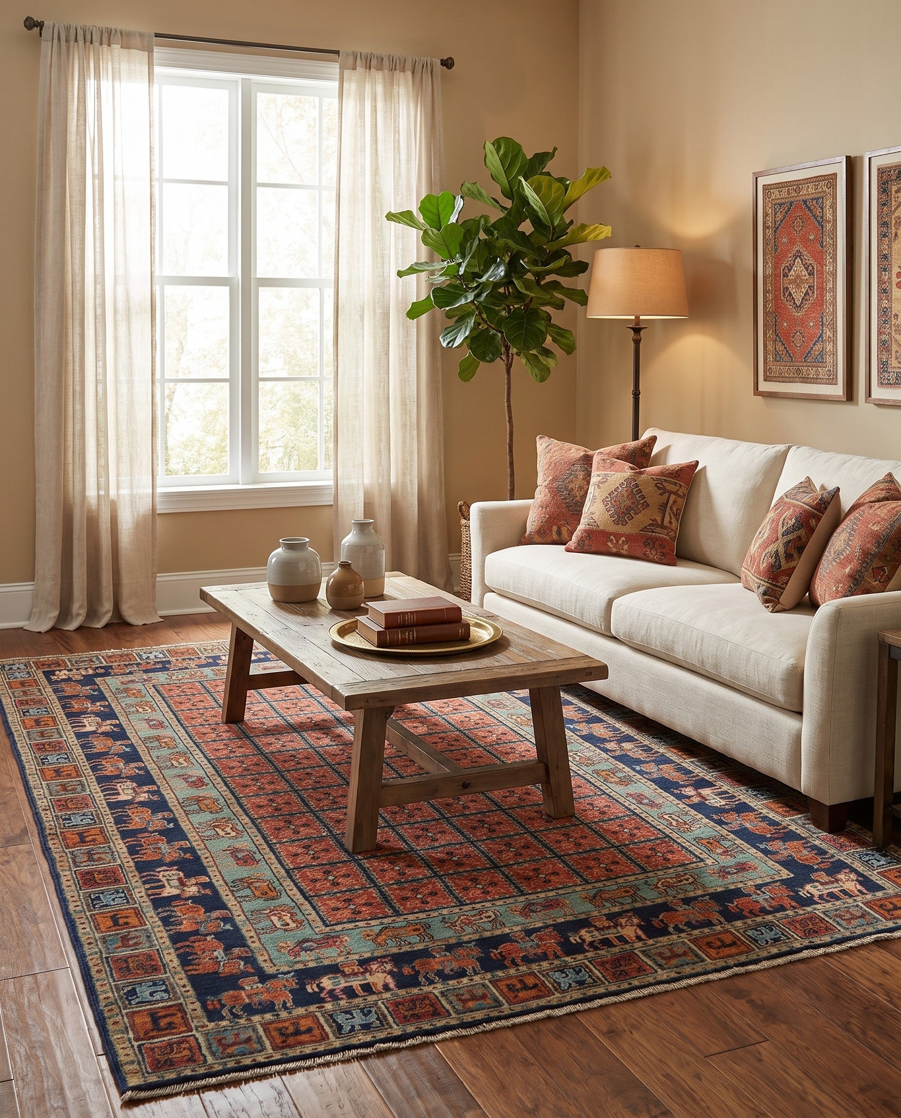 4' 2 x 6' 3 Hand Knotted Kazak Rug