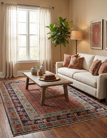 4' 2 x 6' 3 Hand Knotted Kazak Rug