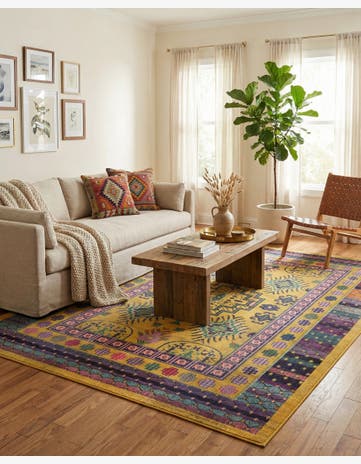 Gold Washable Fleur Rug