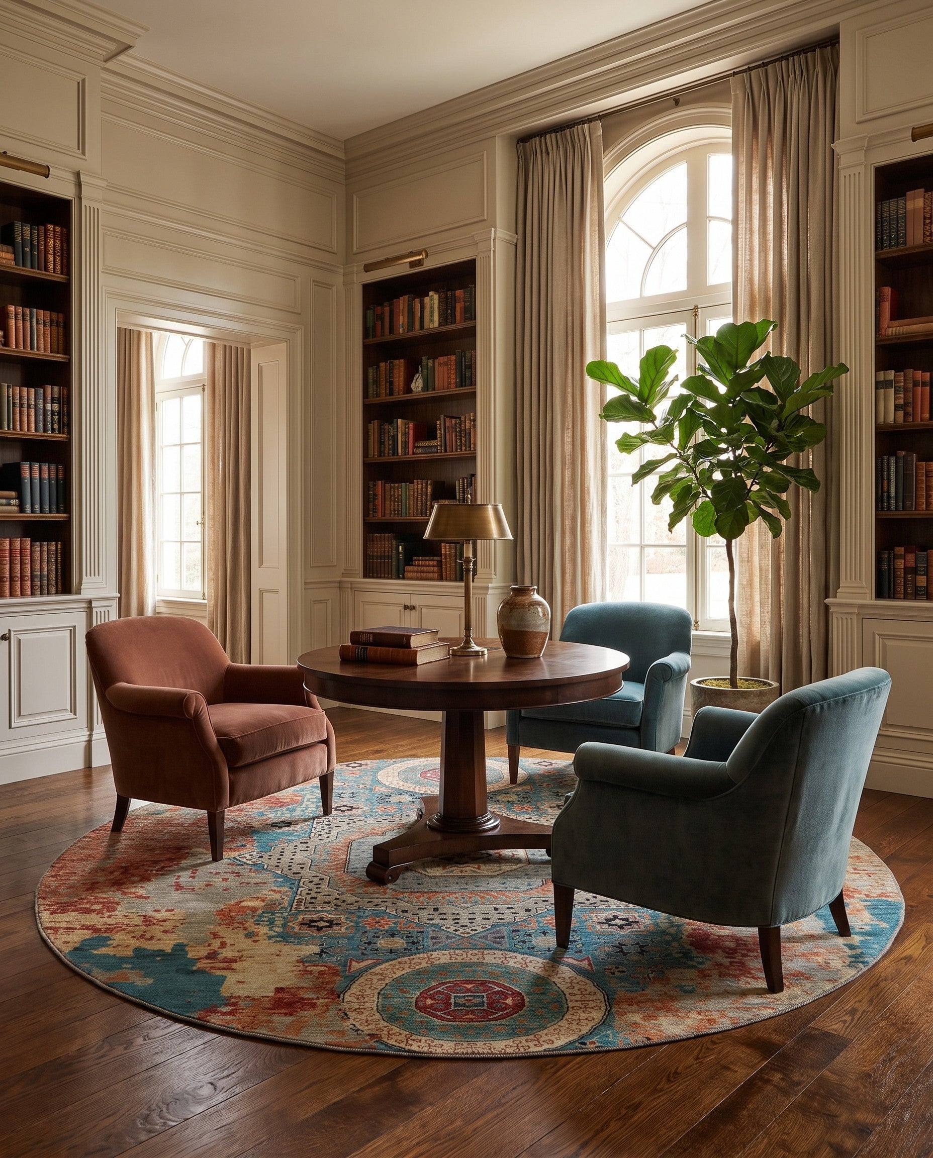 9' 8 x 9' 8 Hand Knotted Mamluk Ziegler Round Rug