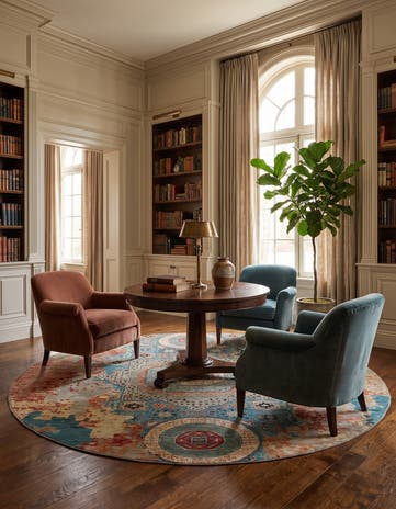 9' 8 x 9' 8 Hand Knotted Mamluk Ziegler Round Rug
