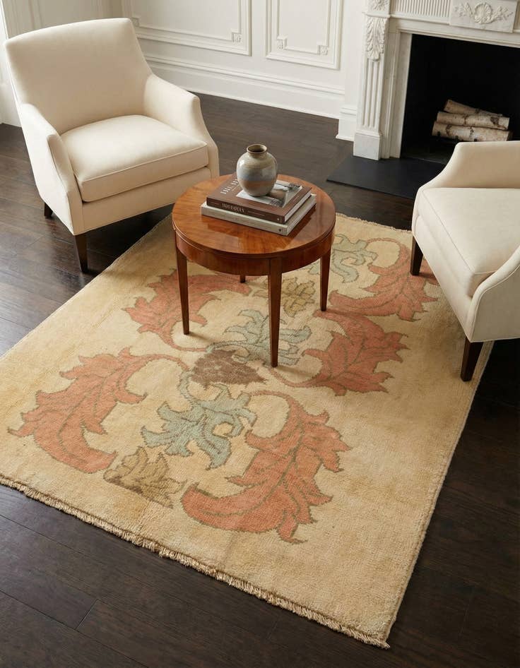 Detail image of 4' 6 x 5' 4 Hand Knotted Oushak Wool Square Rug