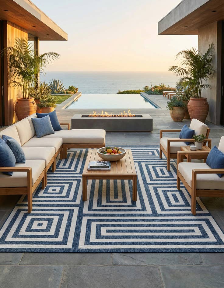Detail image of 10' x 14' Easy-Clean Modern Indoor / Outdoor Rug