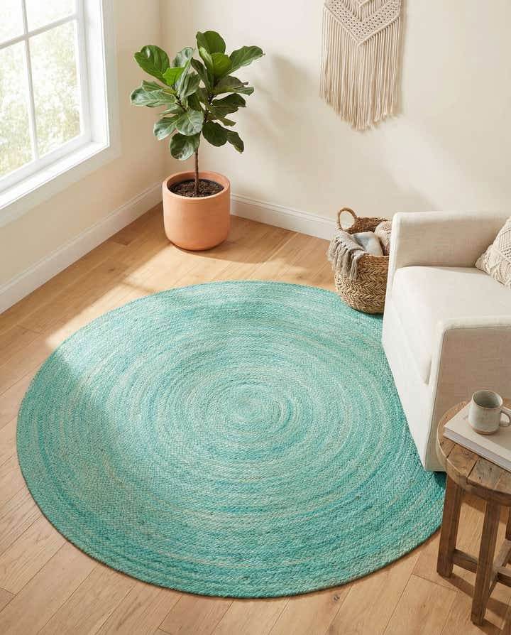 5' 1 x 5' 1 Handmade Braided Jute Round Rug