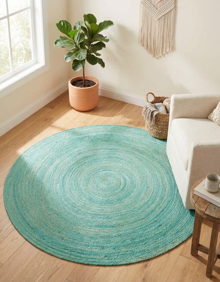 5' 1 x 5' 1 Handmade Braided Jute Round Rug