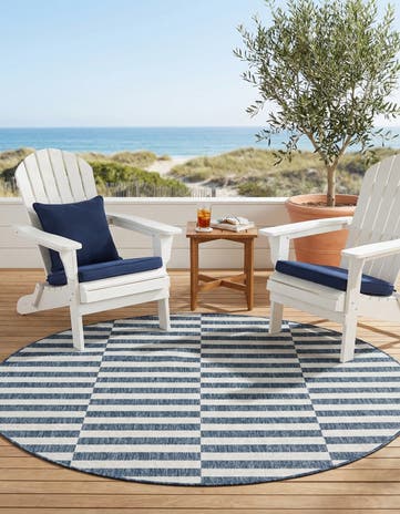 6' x 6' Easy-Clean Ribbon Indoor / Outdoor Round Rug