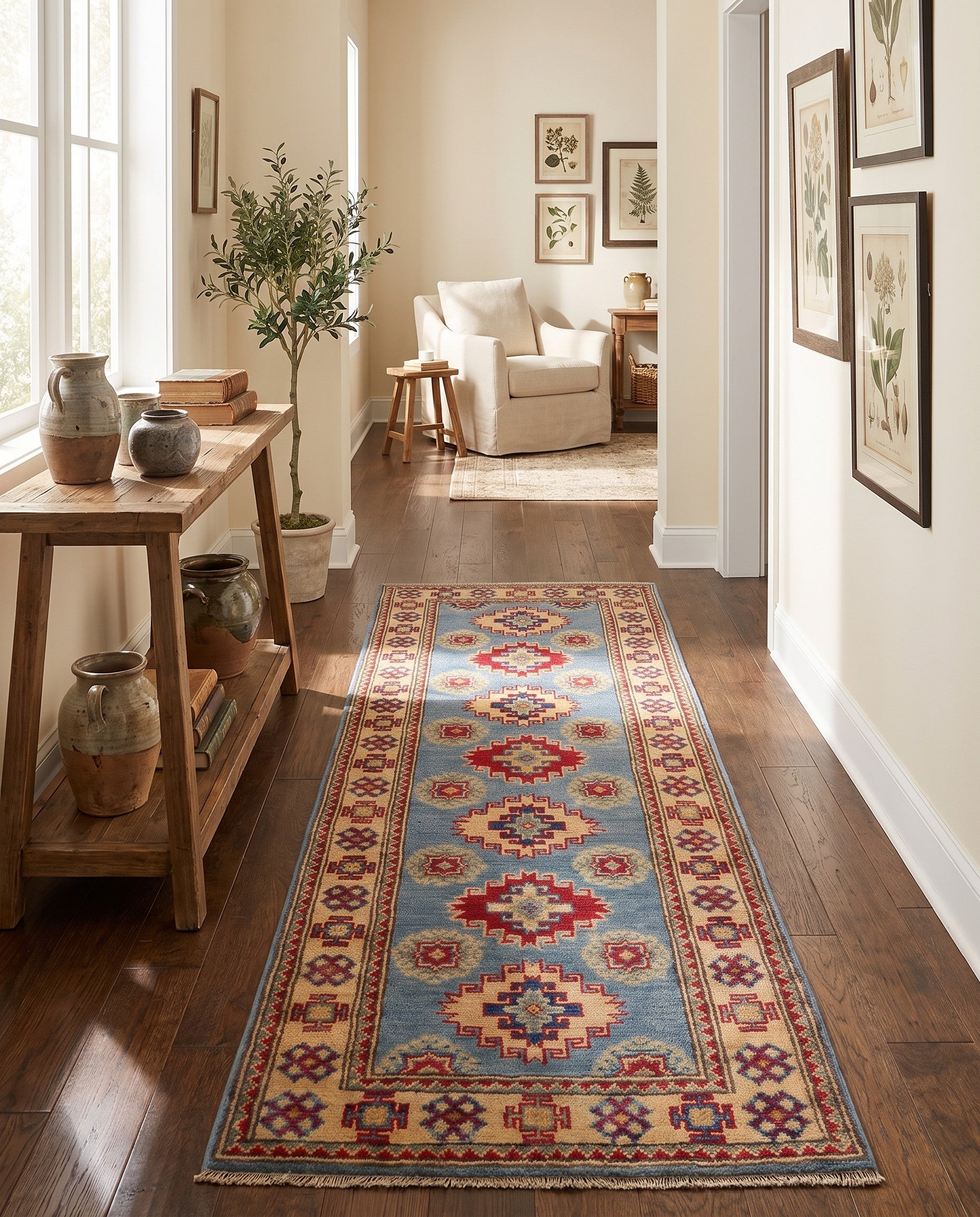 2' 2 x 6' 4 Hand Knotted Kazak Runner Rug