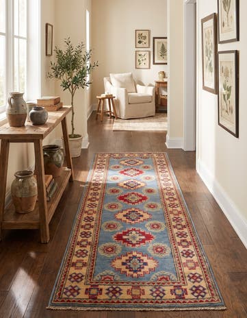 2' 2 x 6' 4 Hand Knotted Kazak Runner Rug