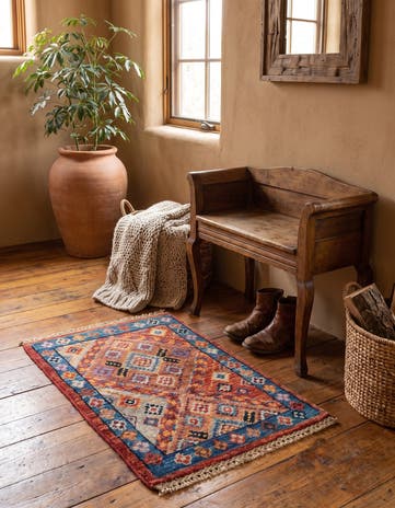 1' 4 x 2' Hand Knotted Ziegler Rug
