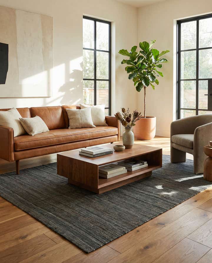 4' 8 x 6' 1 Hand Woven Kilim Modern Wool Rug