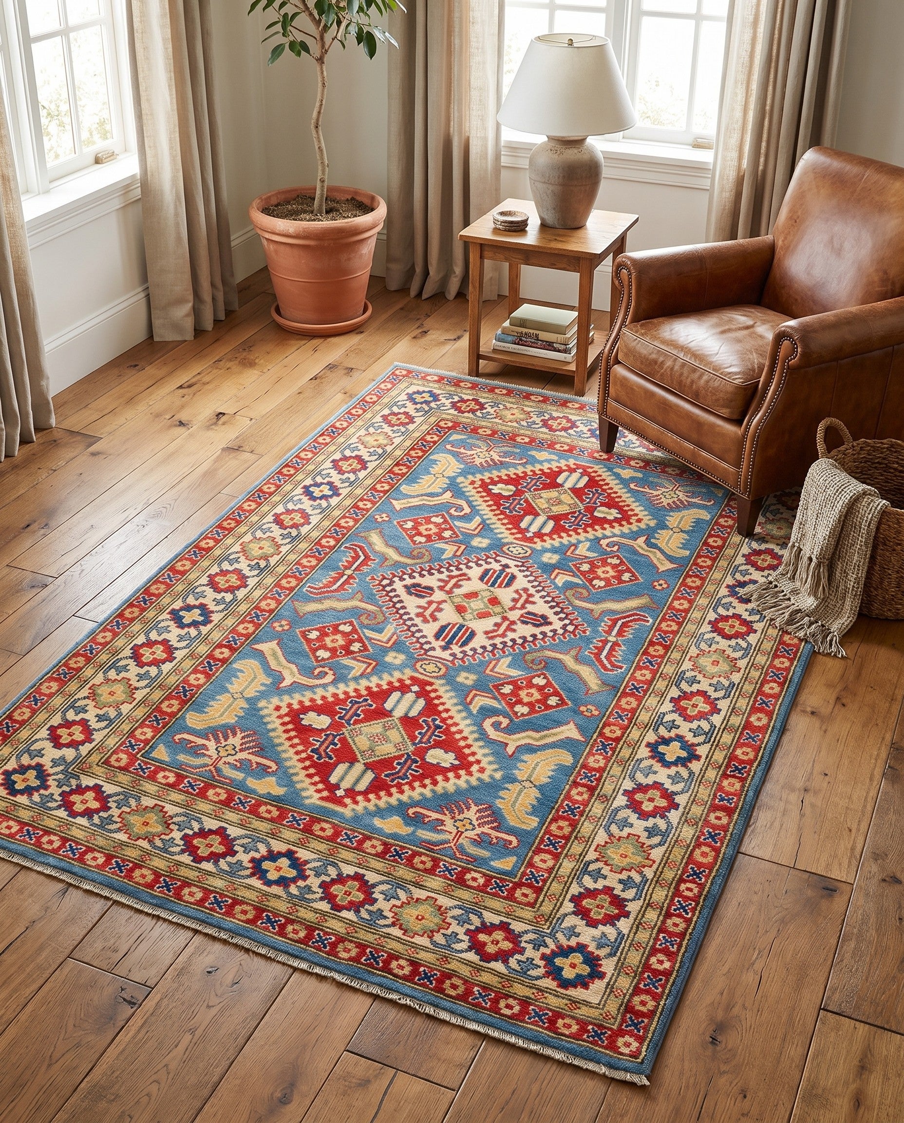 3' 11 x 6' Hand Knotted Kazak Rug