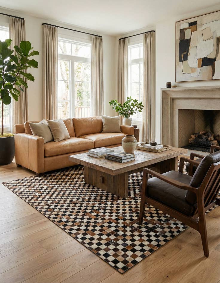 Detail image of 5' 5 x 7' 7 Cowhide Stocks Rug