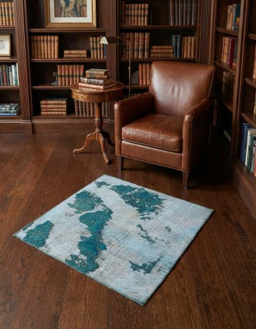 3' x 3' 8 Hand Knotted Ultra Vintage Persian Wool Square Rug