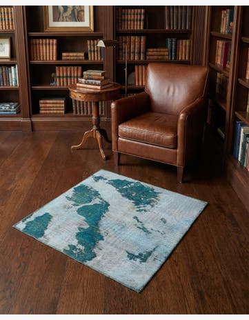 3' x 3' 8 Hand Knotted Ultra Vintage Persian Wool Square Rug