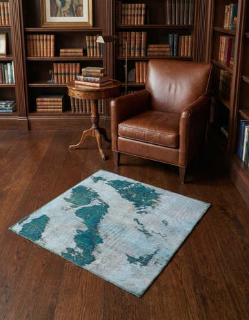 3' x 3' 8 Hand Knotted Ultra Vintage Persian Wool Square Rug