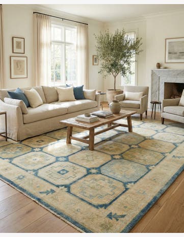 9' 9 x 12' 4 Hand Knotted Oushak Wool Rug