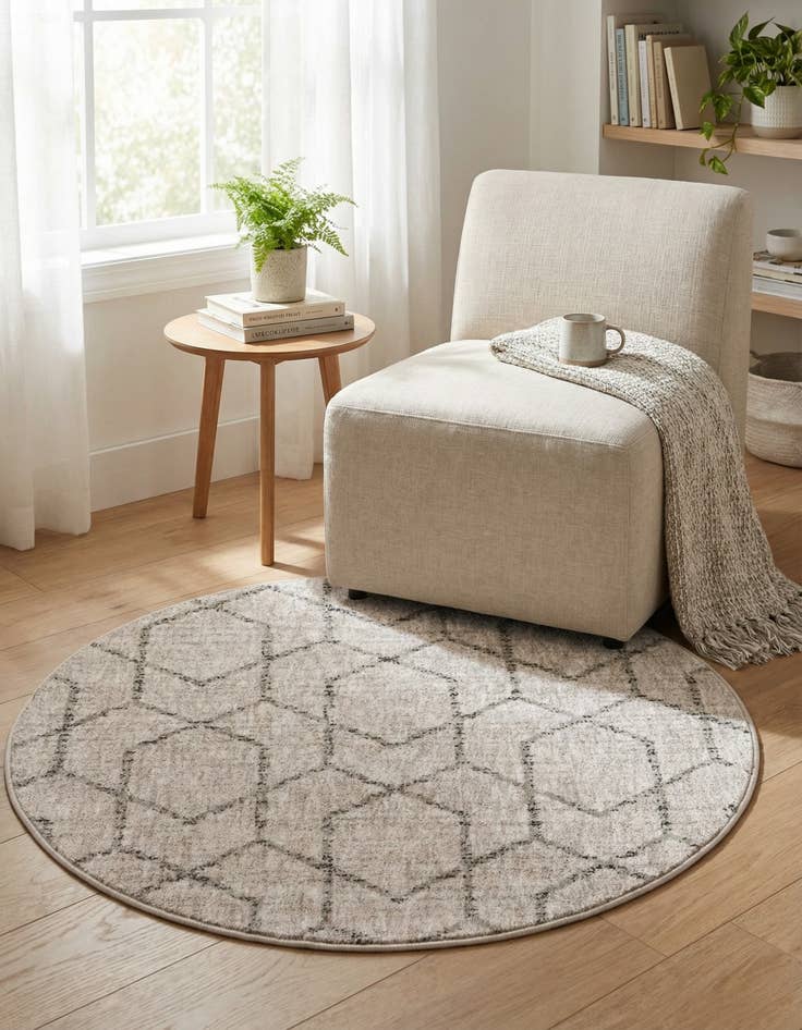 Detail image of 3' 3 x 3' 3 Eco Trellis Round Rug