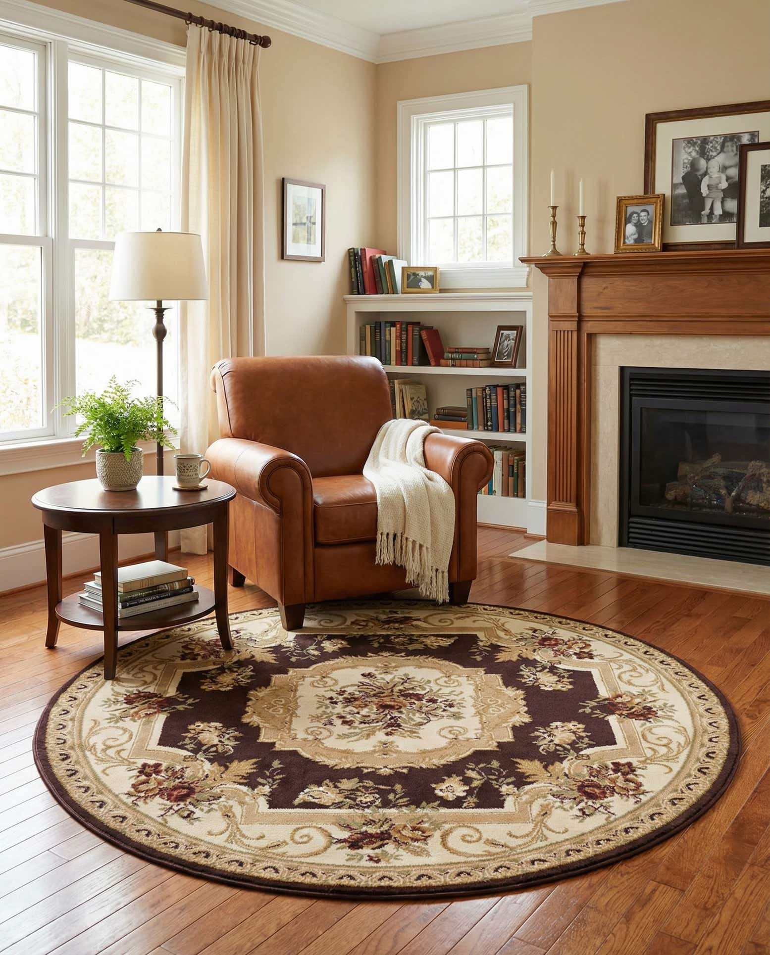 6' x 6' Classic Aubusson Round Rug