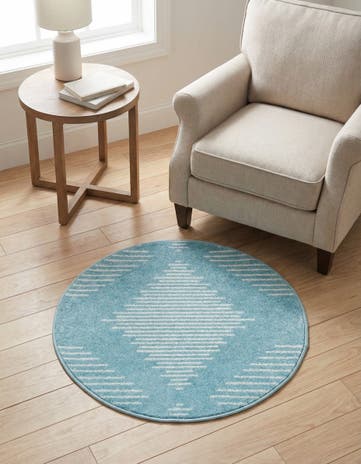 Light Blue Kai Round Rug