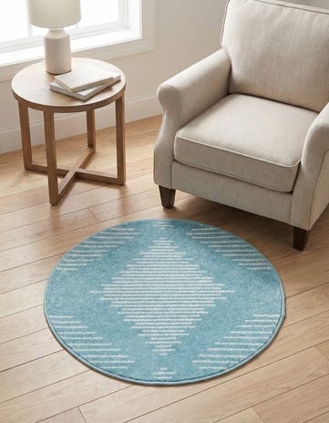 Light Blue Kai Round Rug
