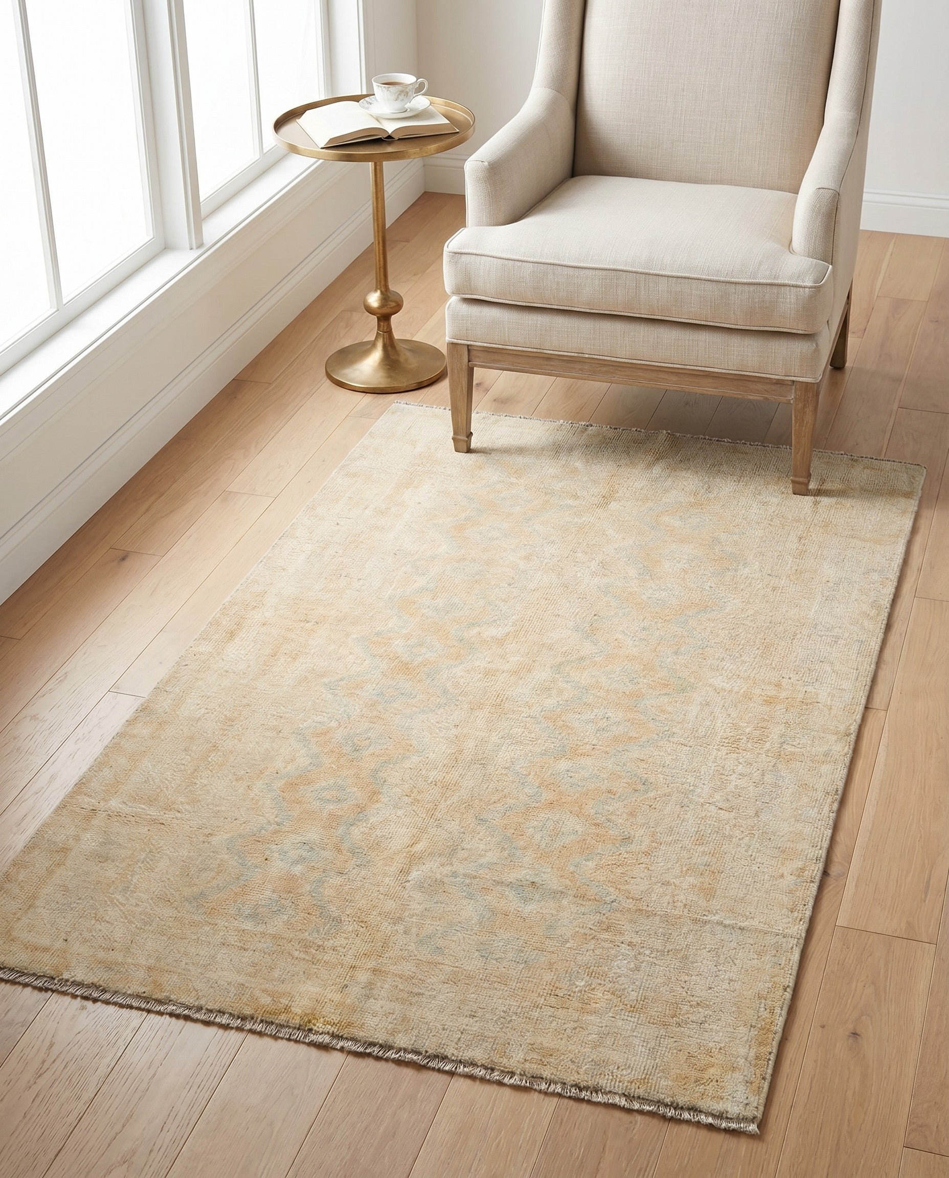 3' 10 x 6' 1 Hand Knotted Oushak Wool Rug