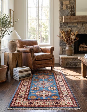 1' 11 x 3' 2 Hand Knotted Kazak Rug