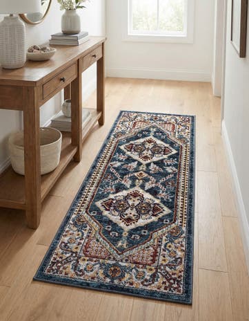 Navy Blue Kamala Washable Runner Rug