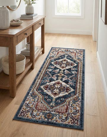 Navy Blue Kamala Washable Runner Rug