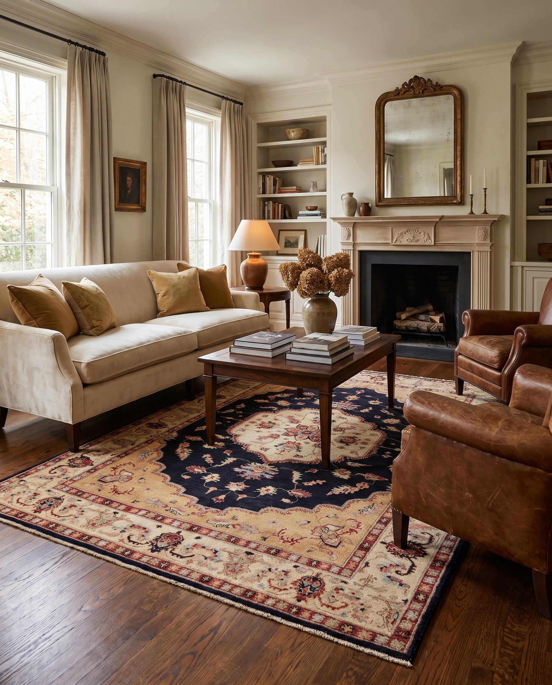 165cm x 220cm Hand Knotted Ziegler Rug