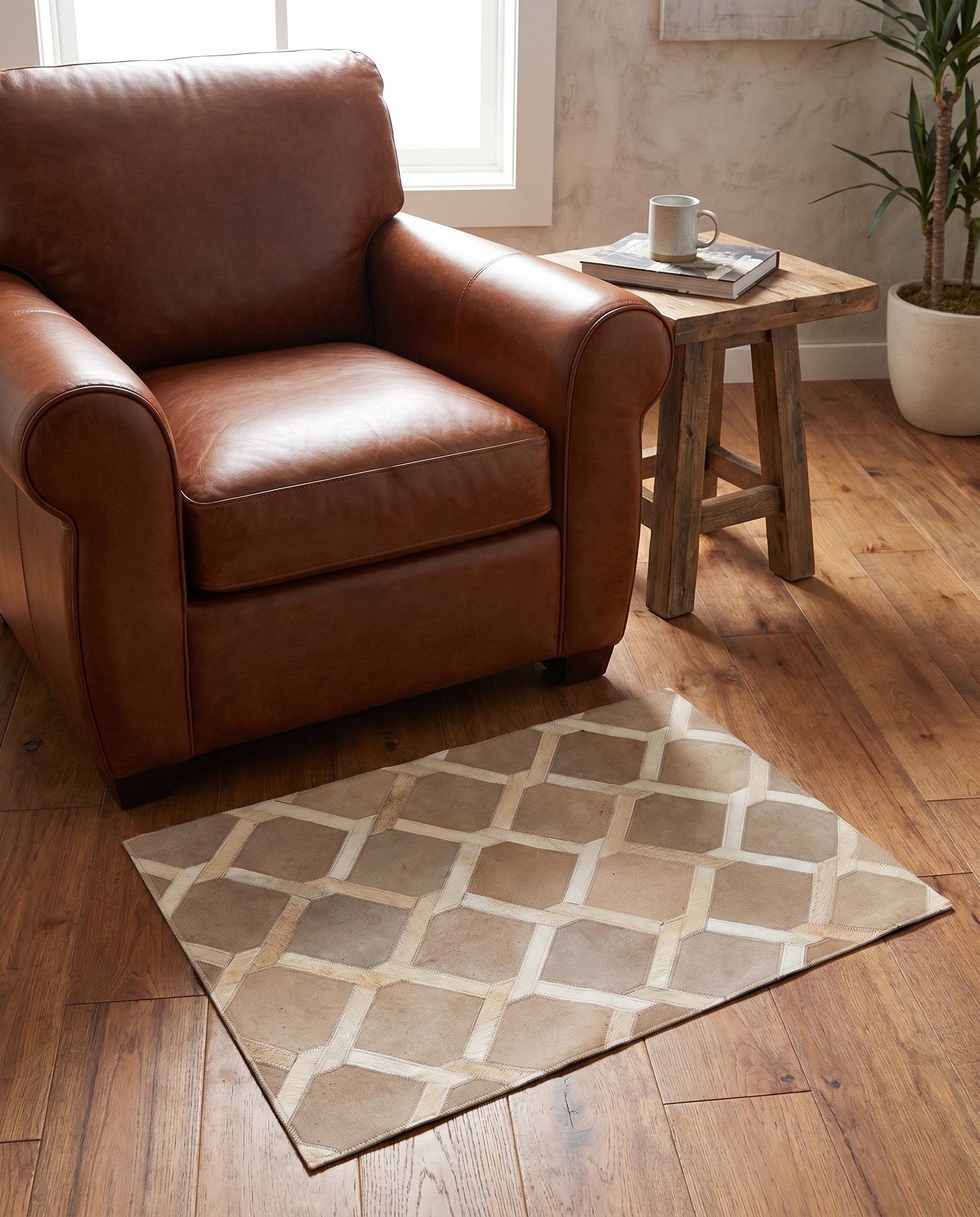 2' x 3' Cowhide Leather Rug