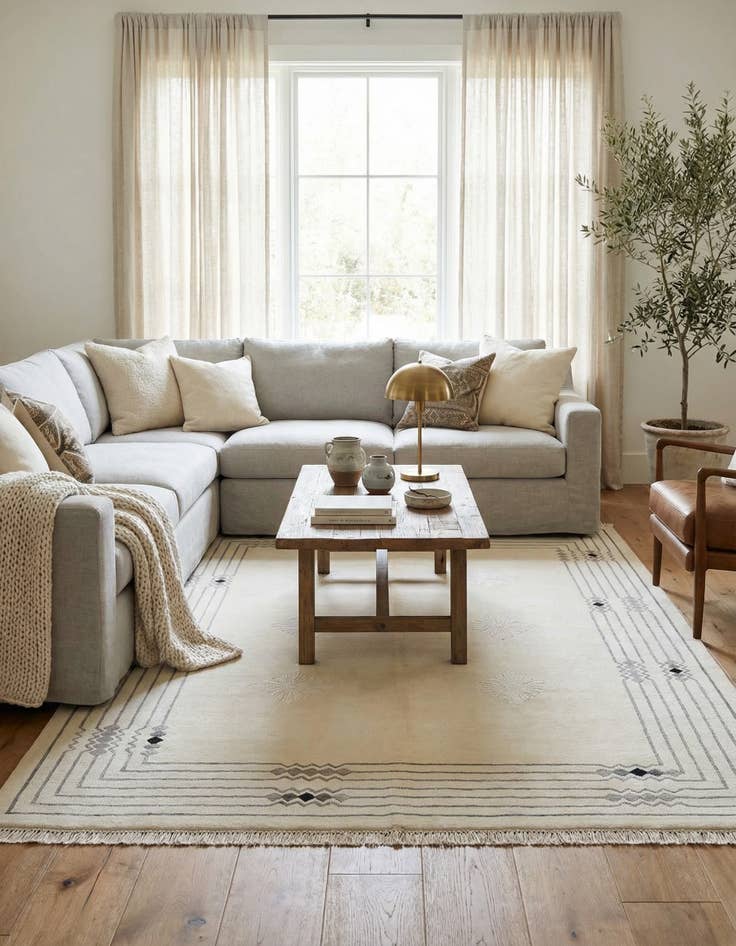 Detail image of 4' 10 x 6' 8 Hand Knotted Darya Wool Rug