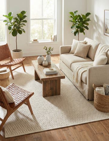 6' 1 x 9' Hand Woven Lattice Wool Rug