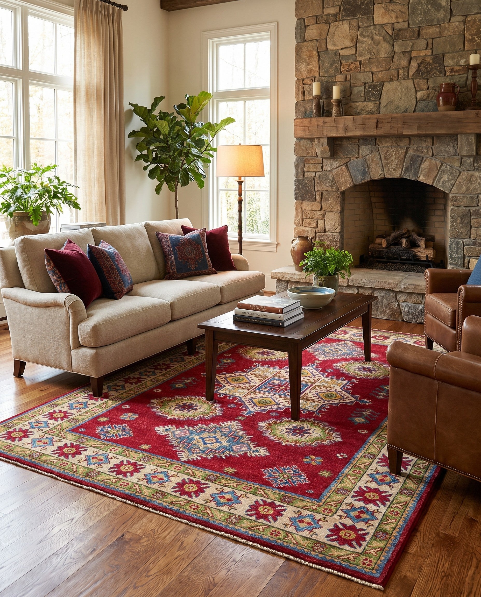 155cm x 220cm Hand Knotted Kazak Rug
