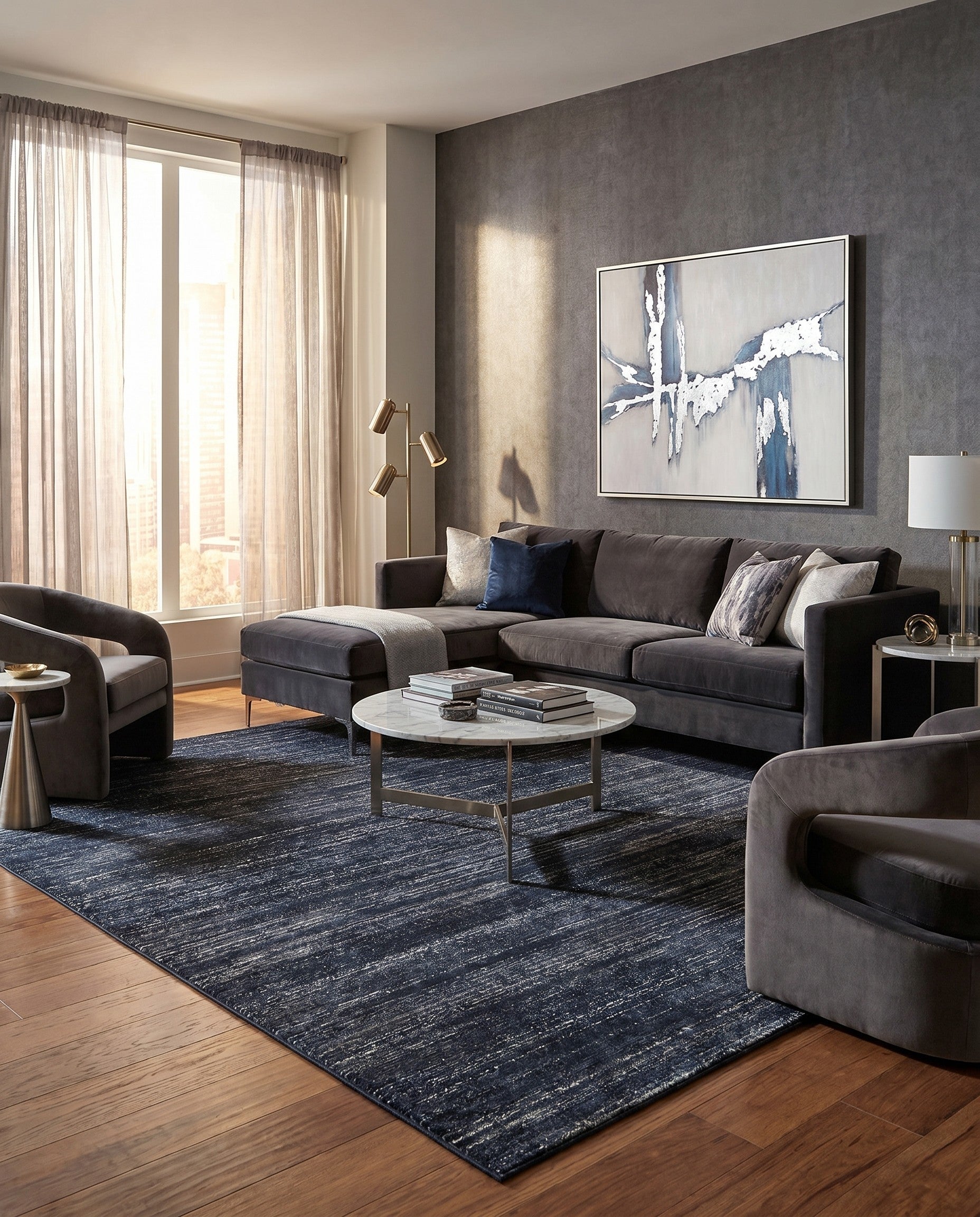 Navy Blue Uptown Square Rug